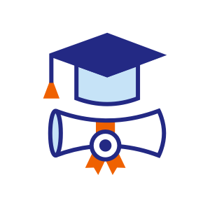 graduation hat and diploma icon